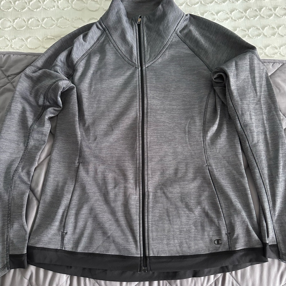 Champion Fleece Gray Athletic Zip-Up Jacket